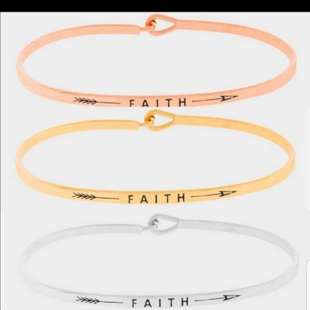 Bracelet bangle thin dainty Inspirational- Silver - Picture 4 of 8